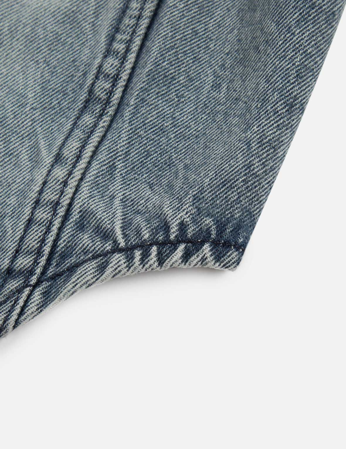 書道ブラシ大黒プリントのレギュラーフィットデニムシャツジャケット