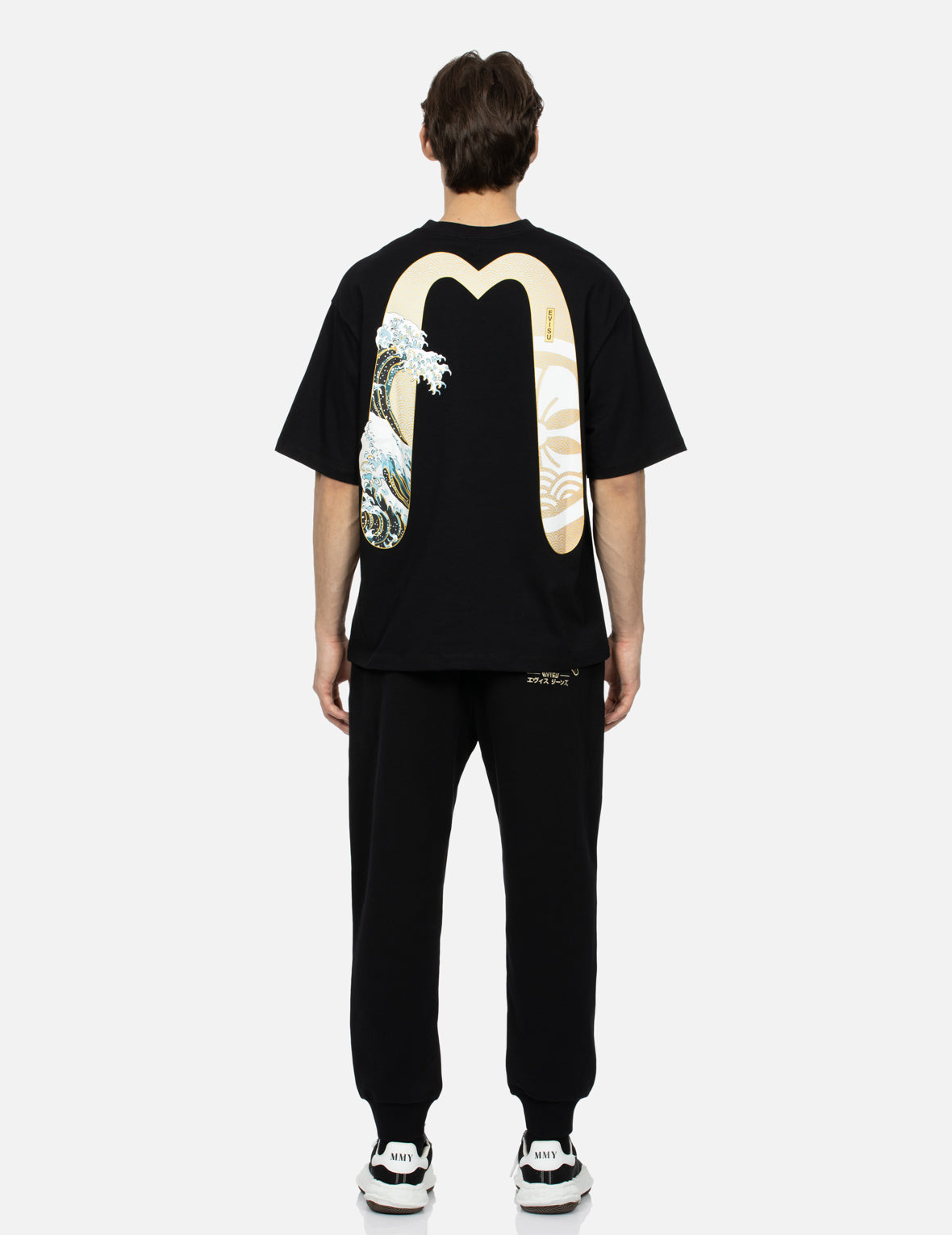 家紋と神奈川沖浪裏大黒プリント リラックスフィット Tシャツ