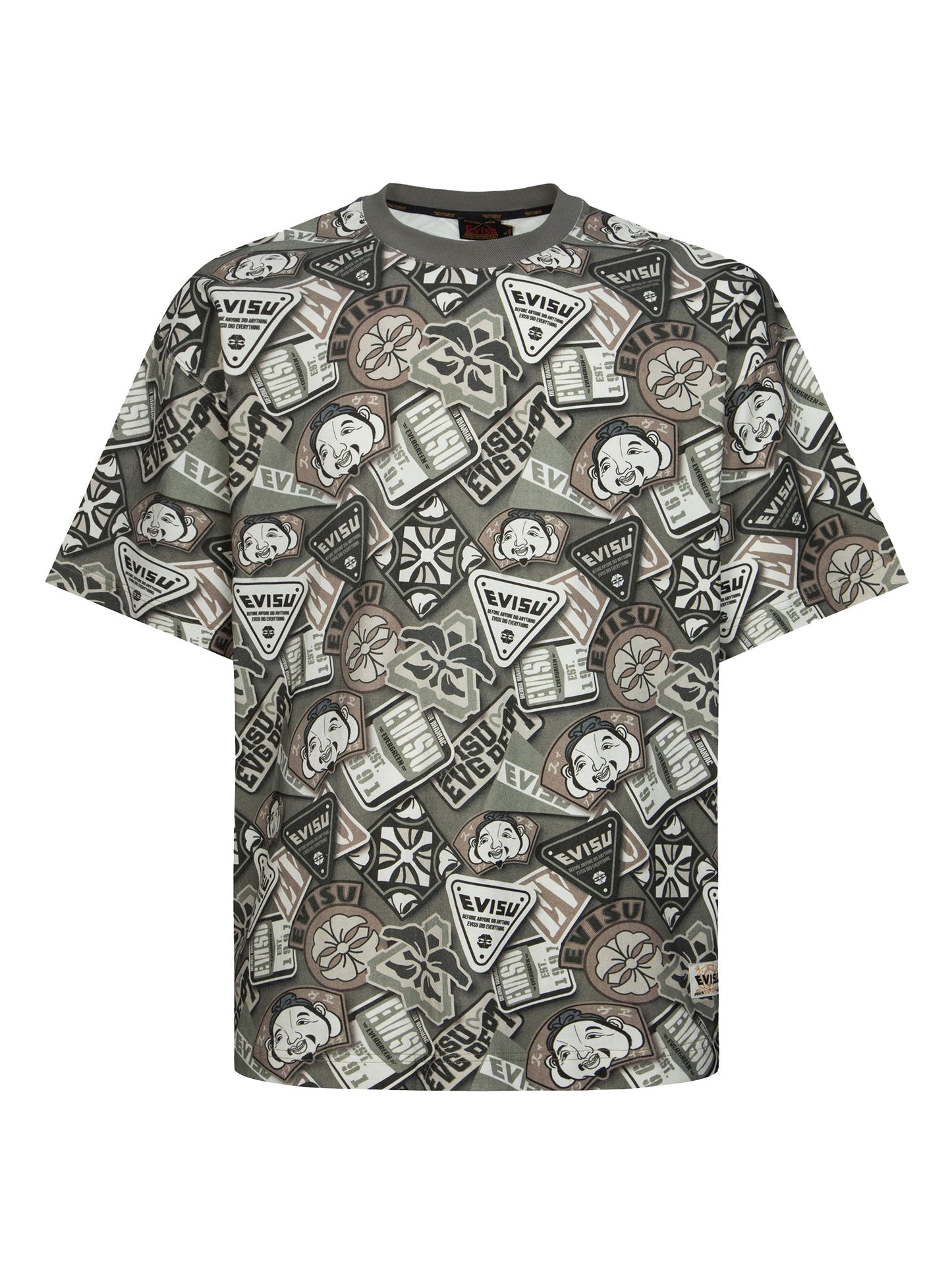オールオーバーバッジプリントルーズフィットTシャツ