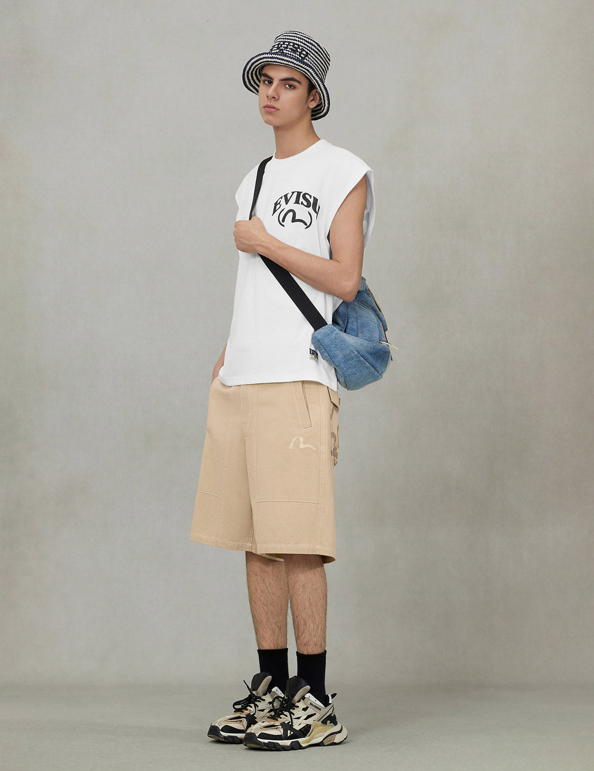 Seagull Embroidery Denim Crossbody Bag