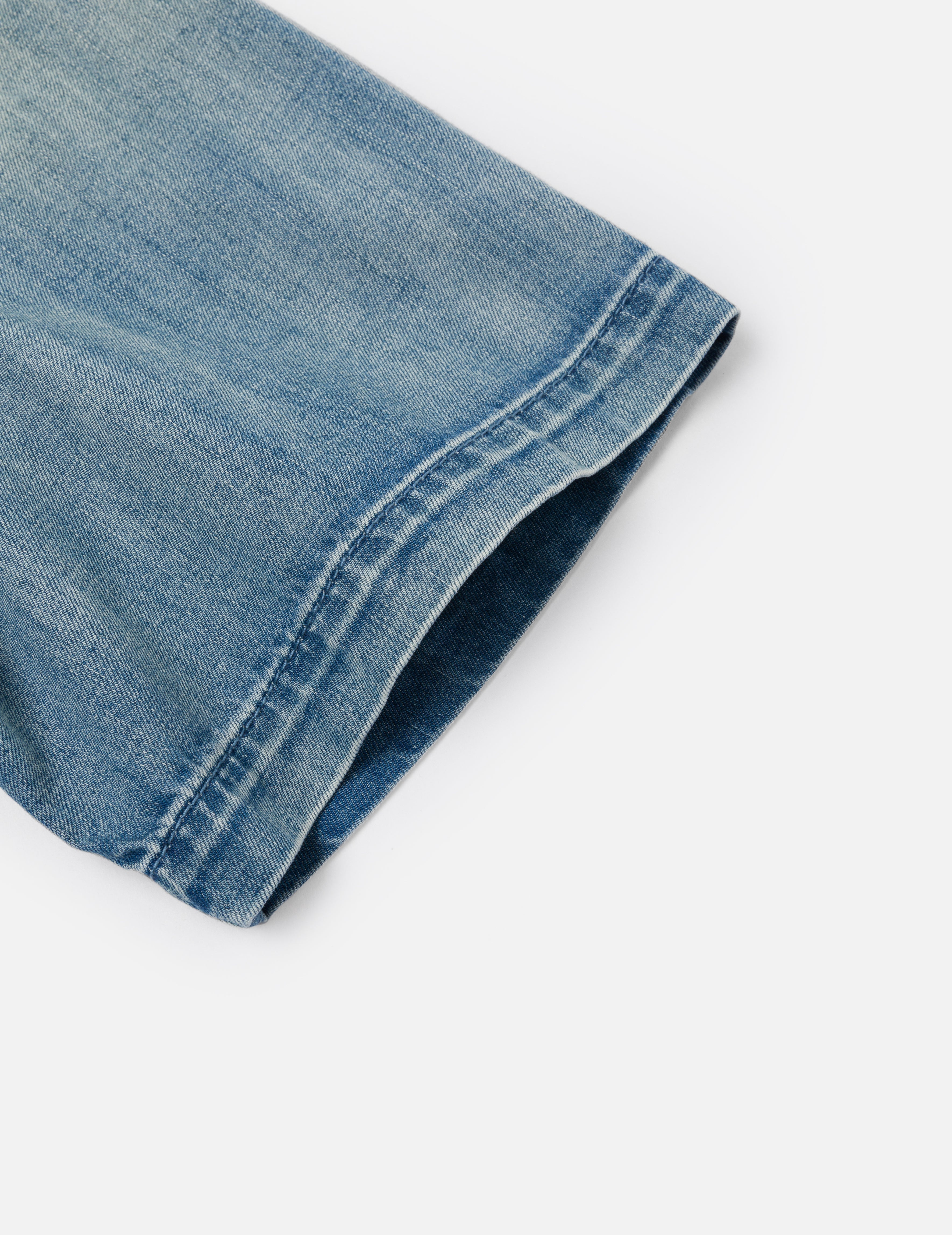 Artistic Brush Daicock Print Relax Fit Denim Short-Sleeves Shirt