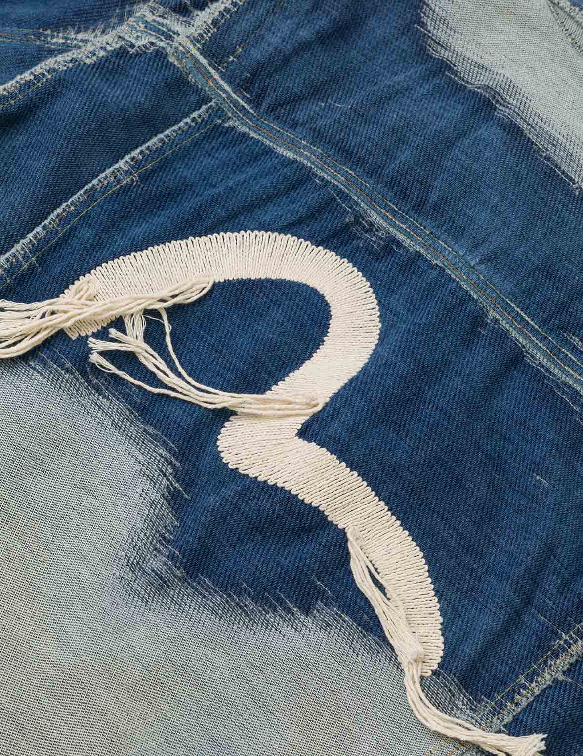ダメージロゴ & カモメ刺繍 リラックスフィット デニムジャケット