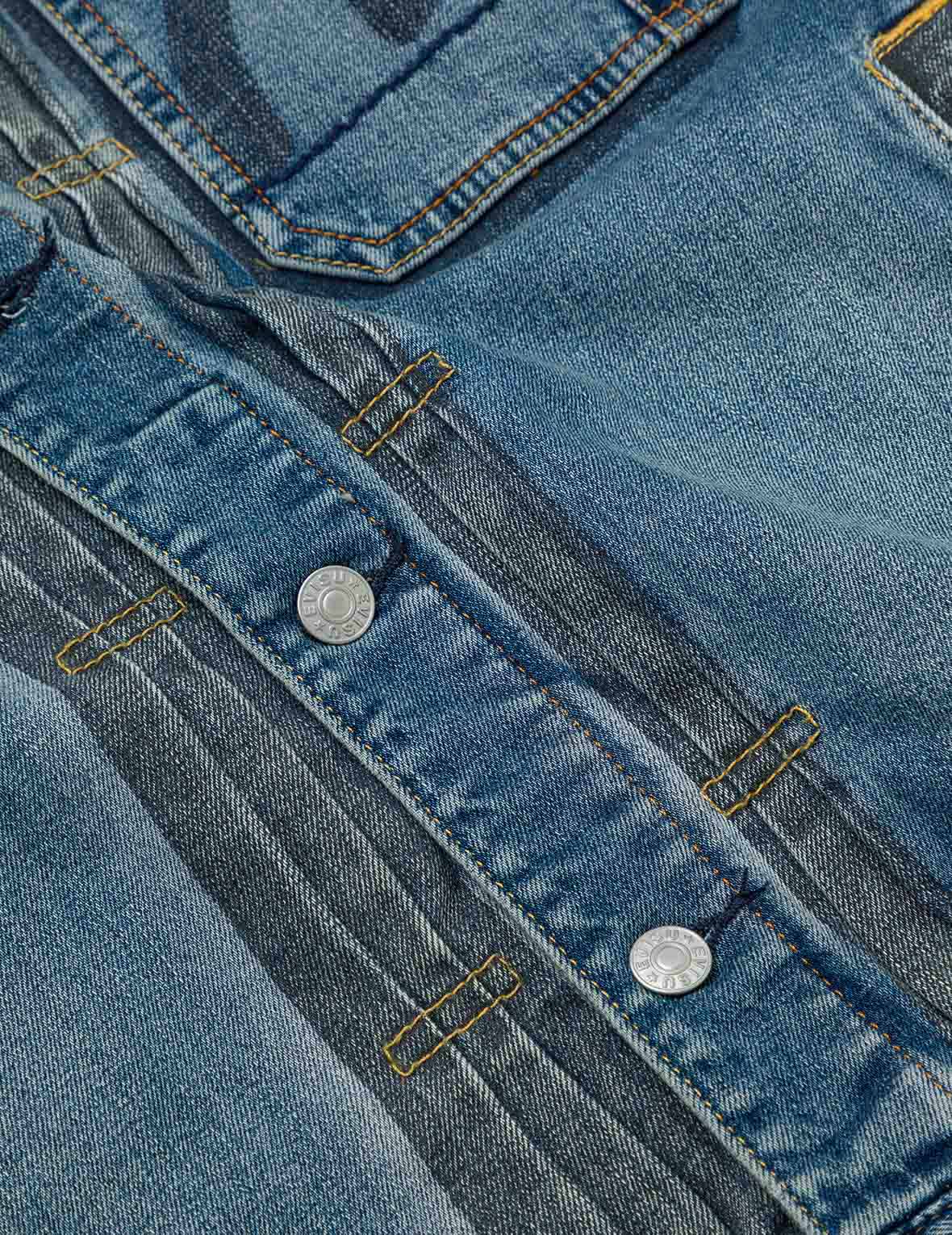 Two-tone Daicock Inserted Regular Fit Denim Jacket