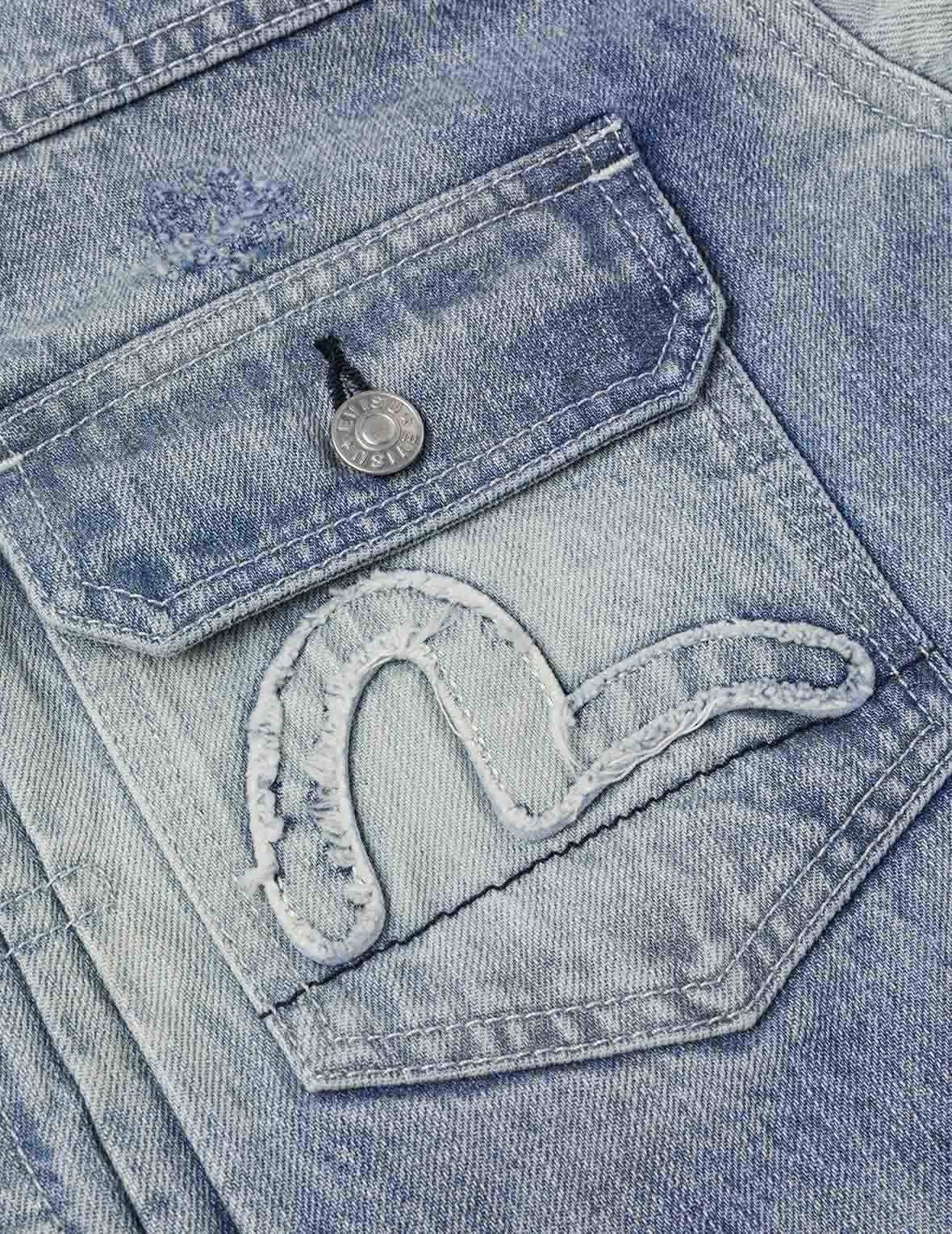 カモメアップリケ刺繍リラックスフィットデニムジャケット