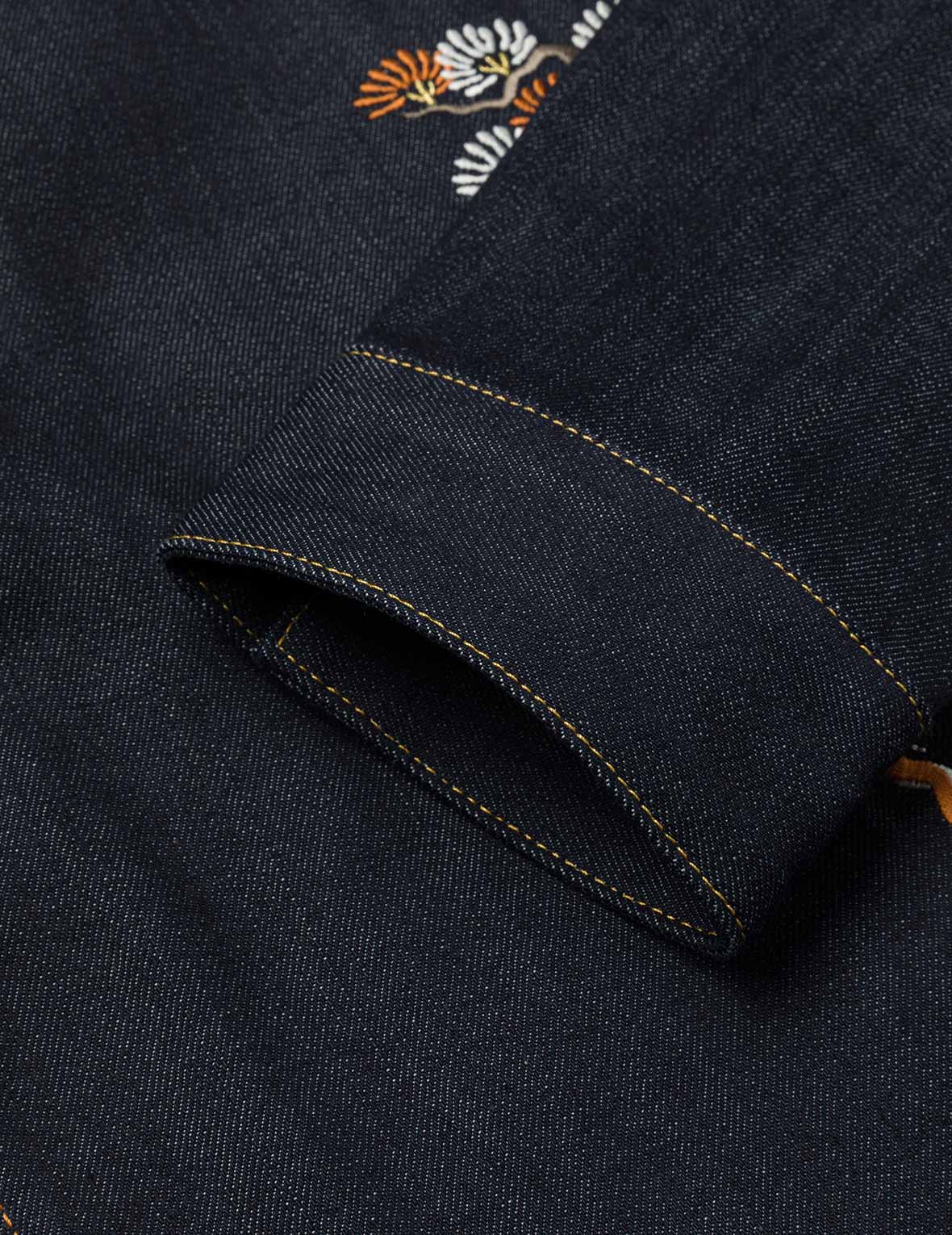 Map Appliqué Embroidery Regular Fit Denim Jacket