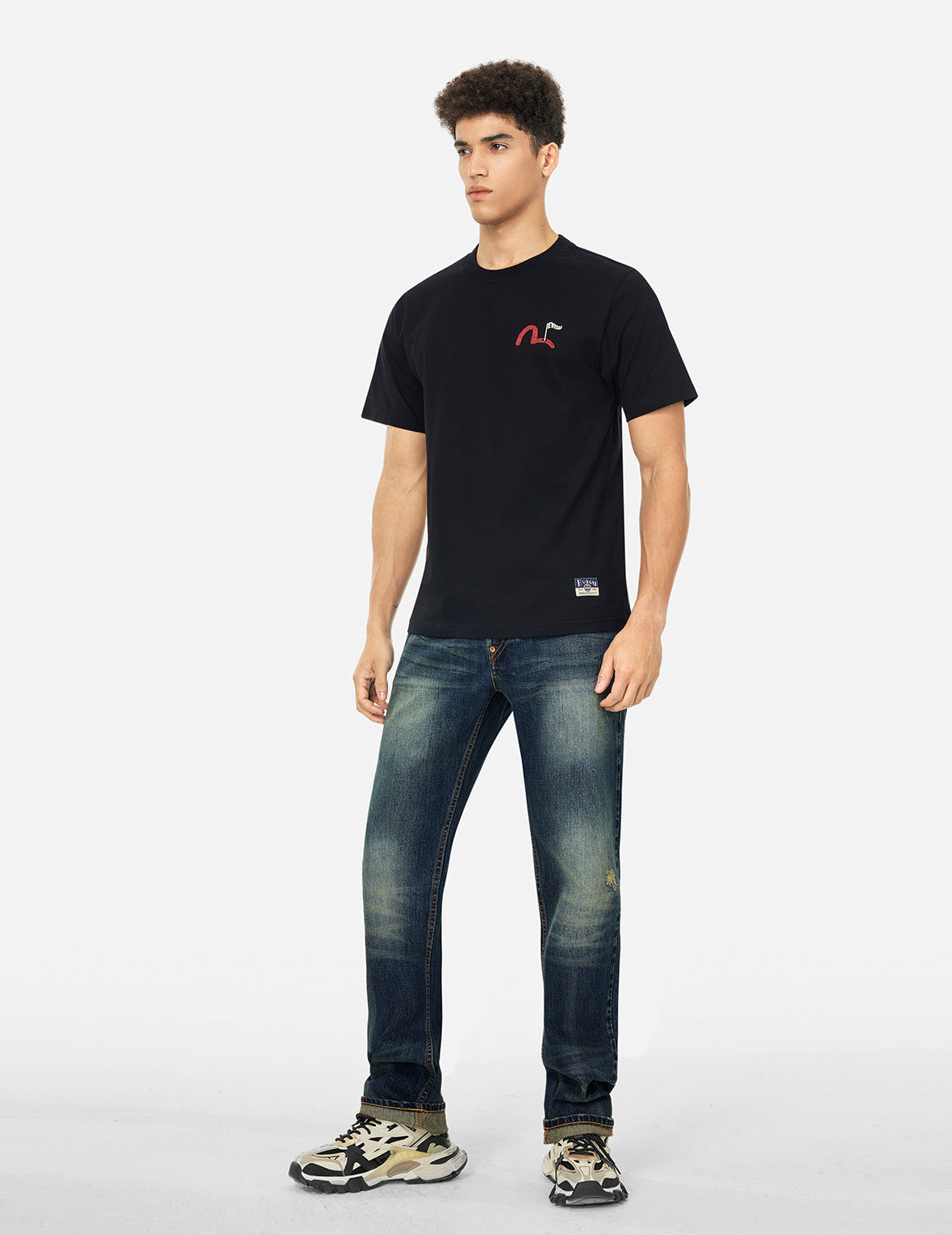Seagull Appliqué Embroidery Regular Fit Jeans #2000