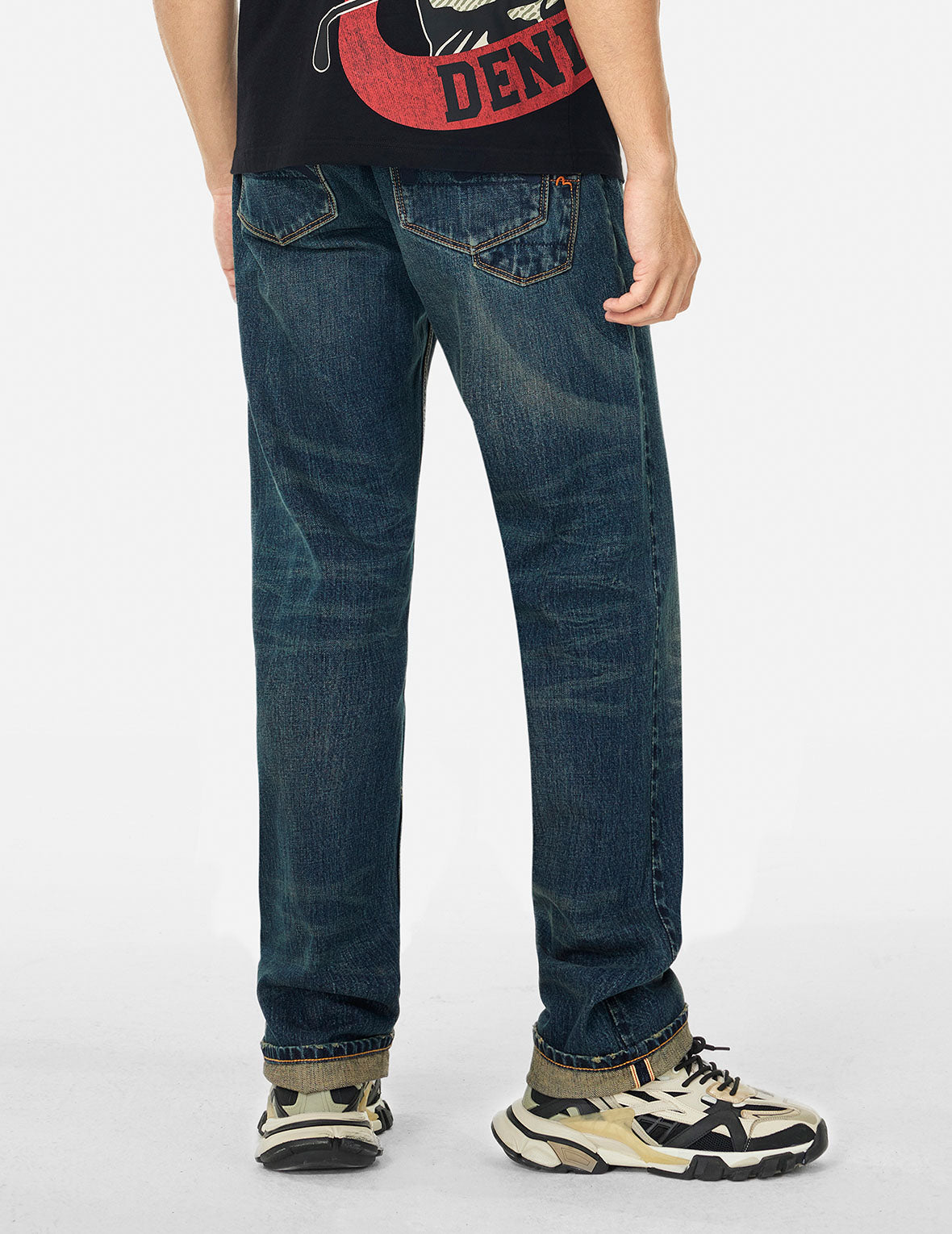 Seagull Appliqué Embroidery Regular Fit Jeans #2000