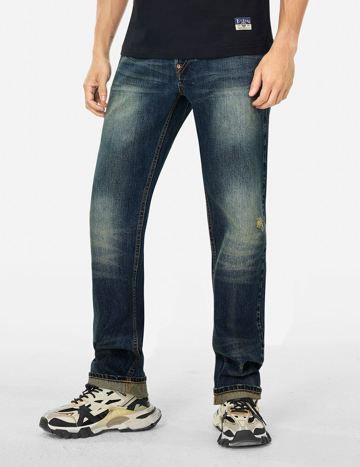 Seagull Appliqué Embroidery Regular Fit Jeans #2000