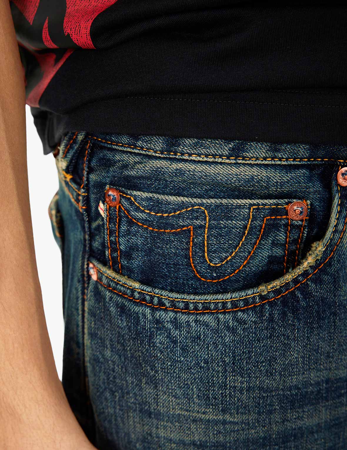 Seagull Appliqué Embroidery Regular Fit Jeans #2000