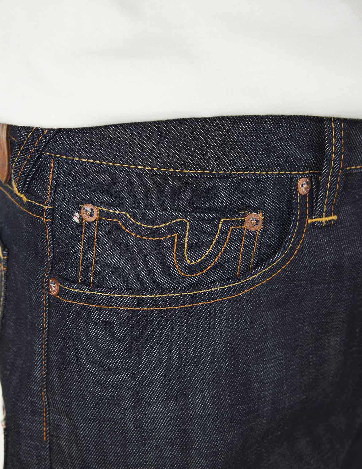 7 Pockets Design Taper Fit Raw Jeans #2017