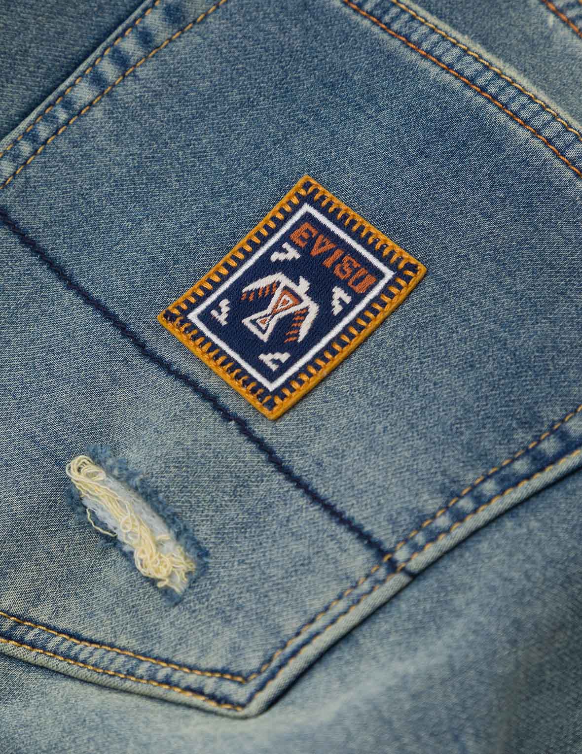 カモメ刺繍 & 手織りランヤード リラックスストレートフィット ジーンズ #2030