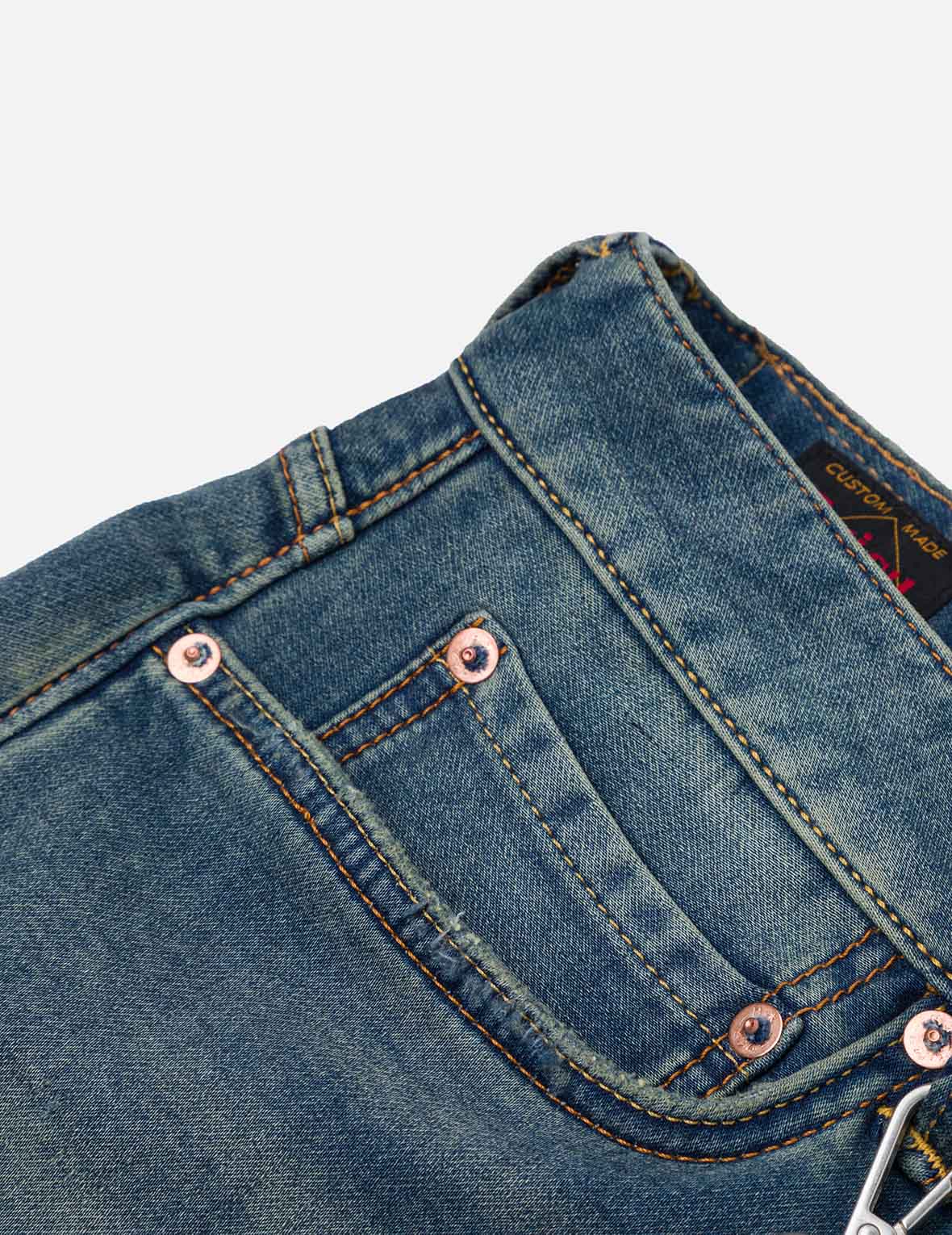 カモメ刺繍 & 手織りランヤード リラックスストレートフィット ジーンズ #2030