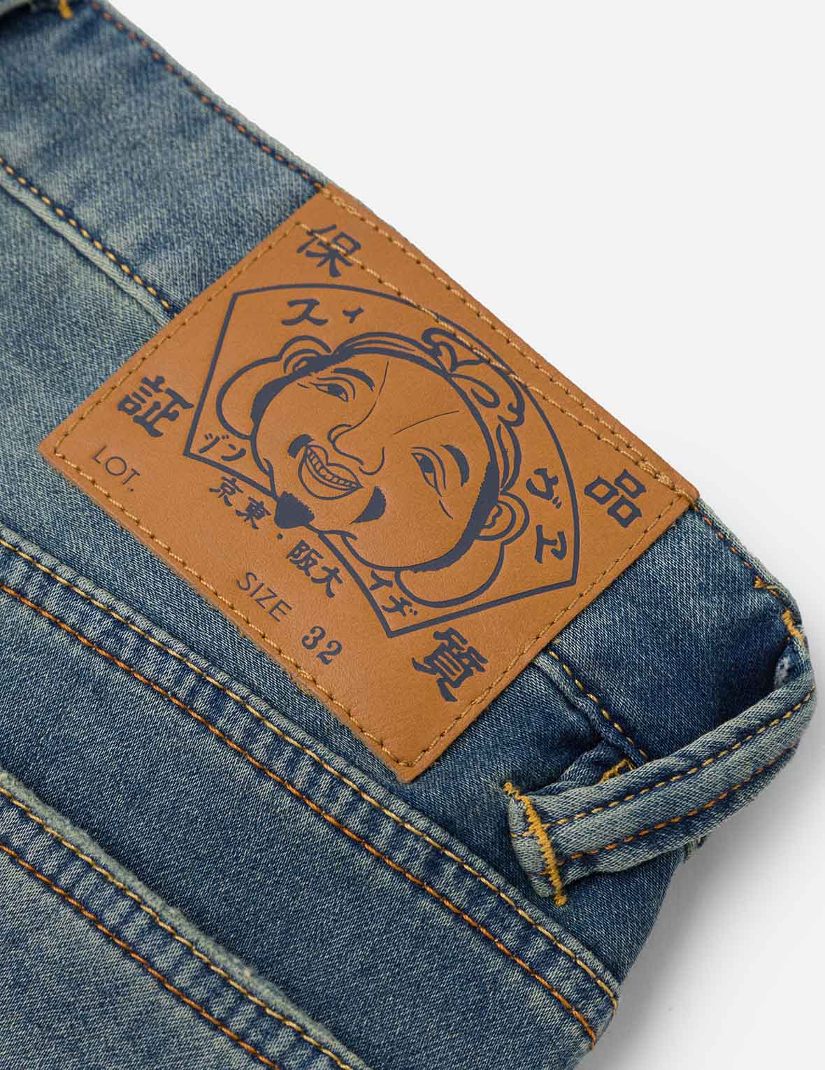 カモメ刺繍 & 手織りランヤード リラックスストレートフィット ジーンズ #2030