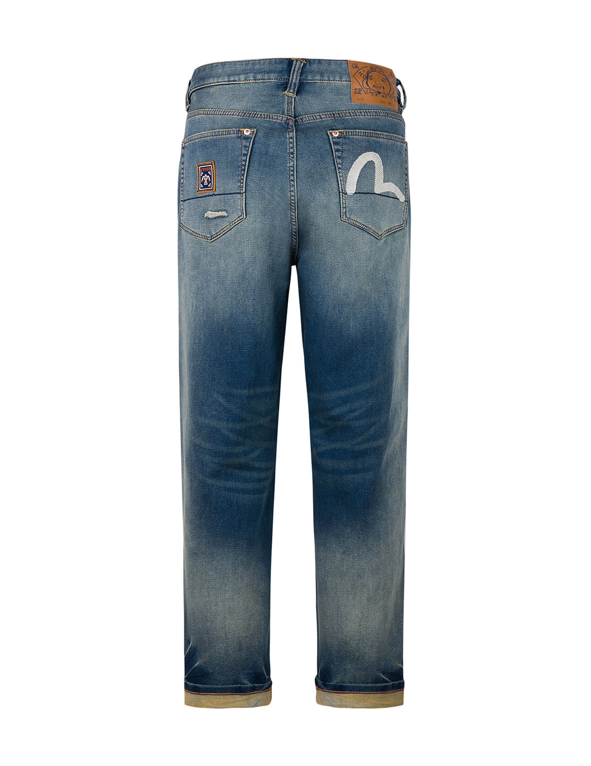 Seagull Embroidery with Hand-Woven Lanyard Relax Fit Jeans #2030