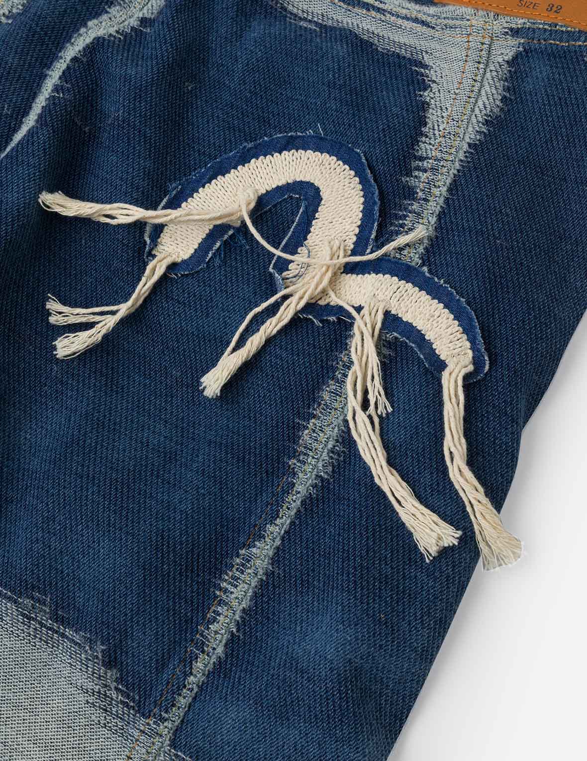 ダメージカモメ刺繍 ファッションフィット デニムジャケット