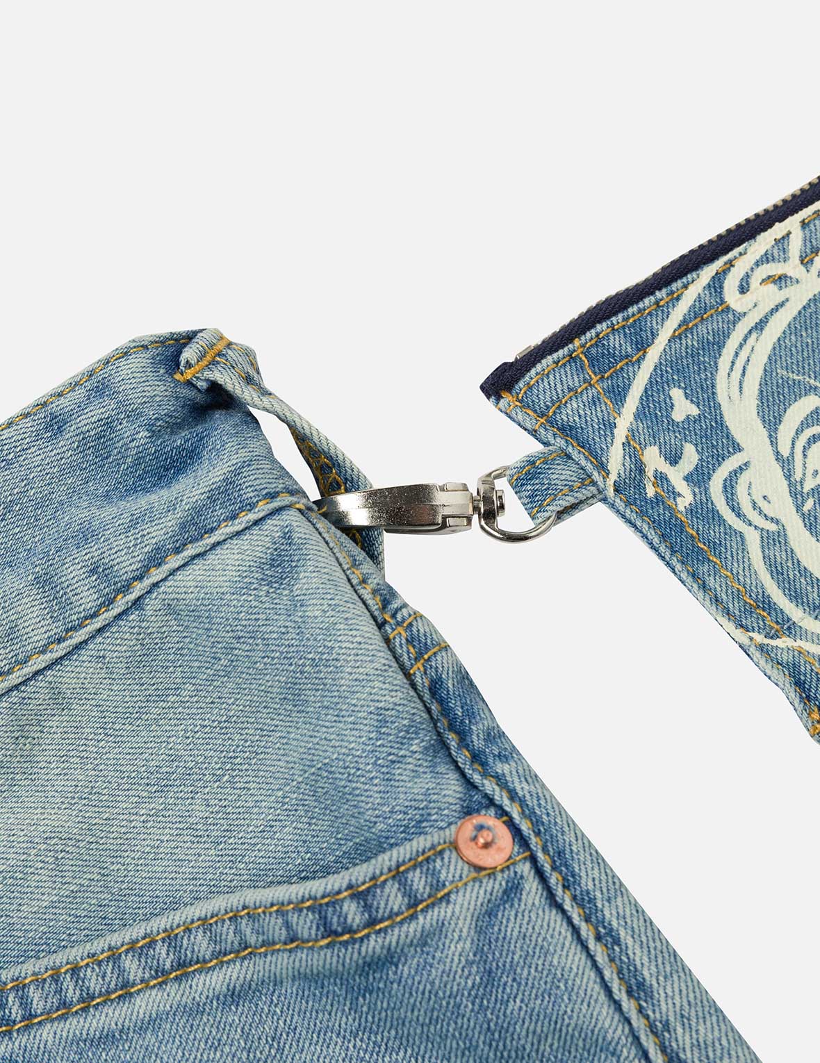 Multi-Pocket with Seagull Print 3D Fit Jeans