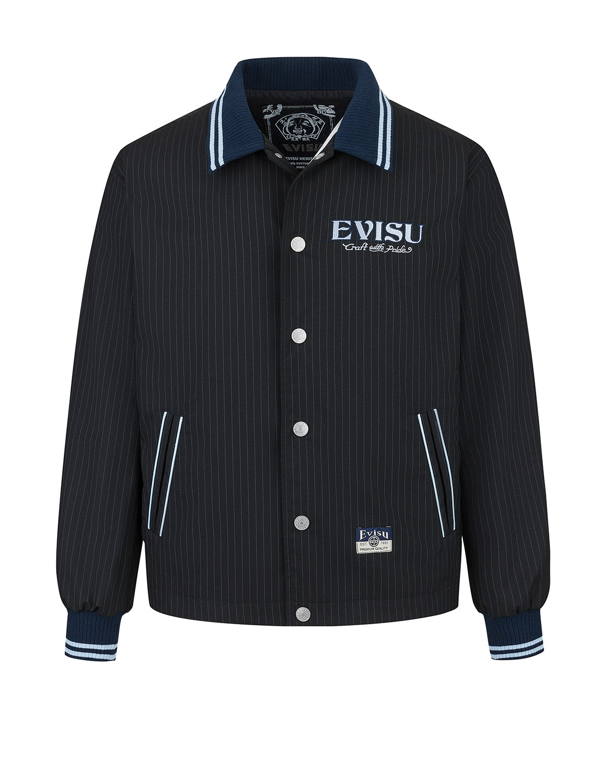 ロゴとスローガン刺繍 レギュラーフィットストライプスーツコーチジャケット