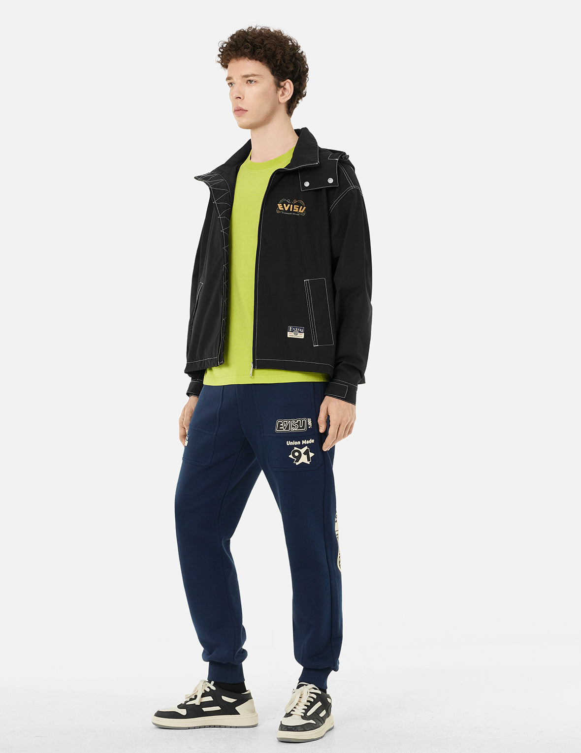 だるまプリント&ロゴ アップリケ リラックス フィット フーデッド ジャケット