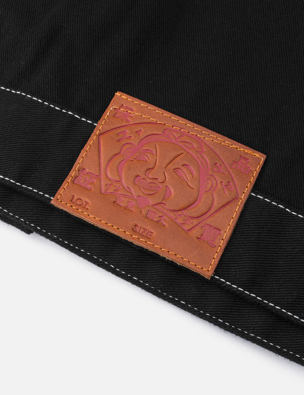 仏頭と地図アップリケ刺繍 ファッションフィット ワーカーデニムジャケット
