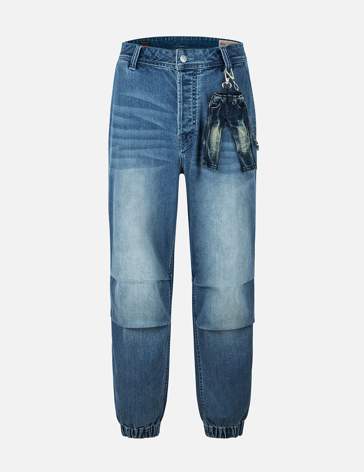 カモメ & ロゴプリント ルーズフィット デニムジョガーパンツ