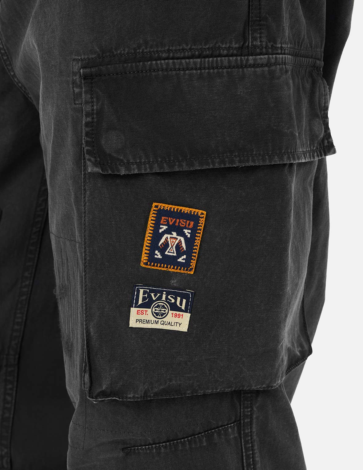 トーテムカモメ刺繍 ストレートフィット カーゴパンツ