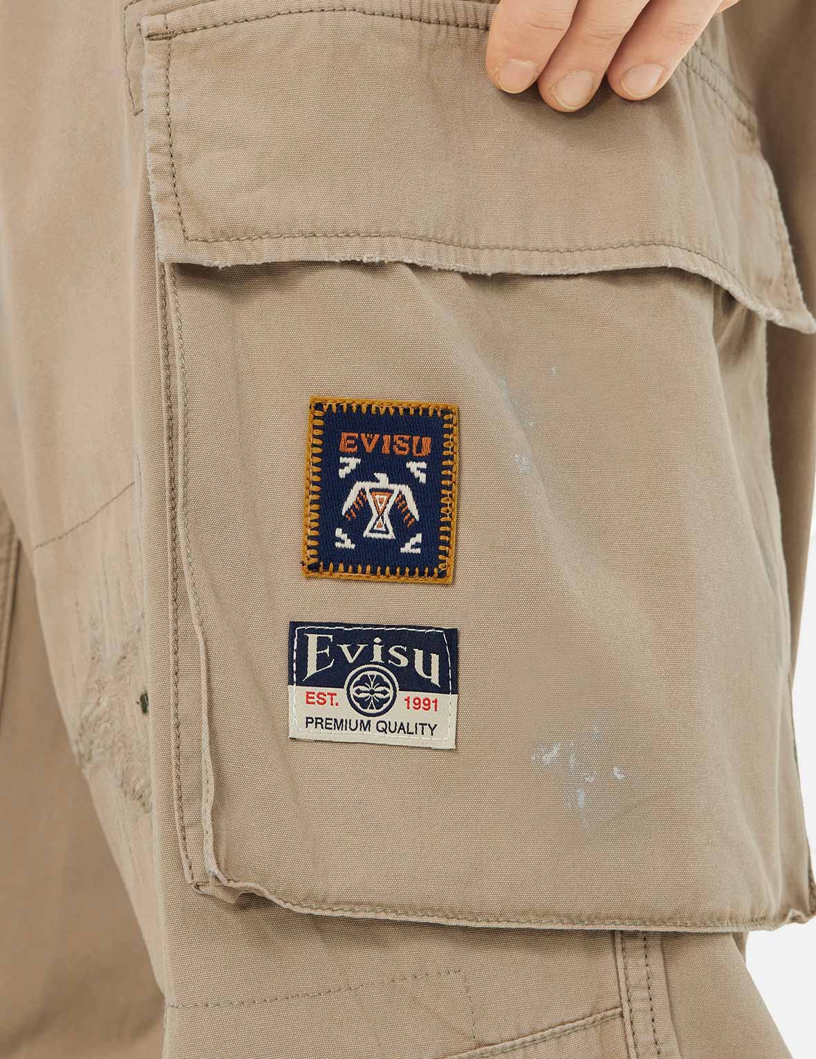 トーテムカモメ刺繍 ストレートフィット カーゴパンツ