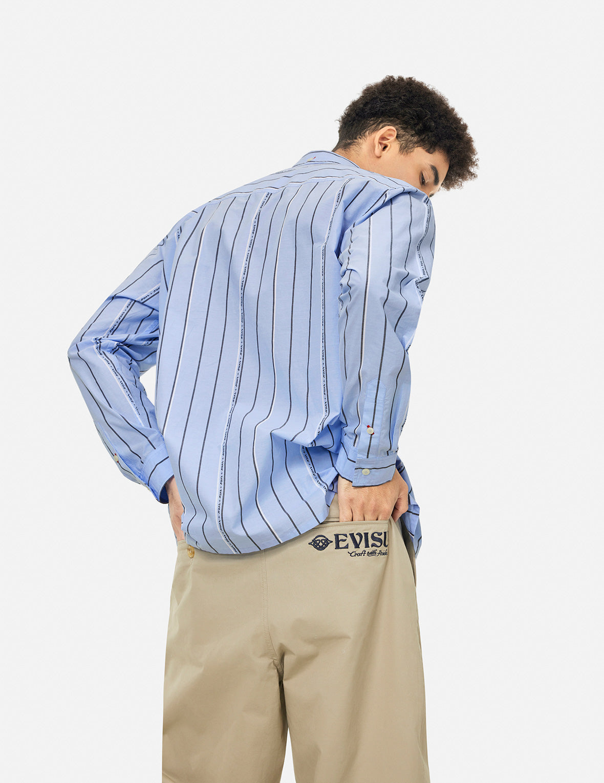 Striped Yarn Dyed Logo and Seagull Embroidery Fashion Fit Shirt