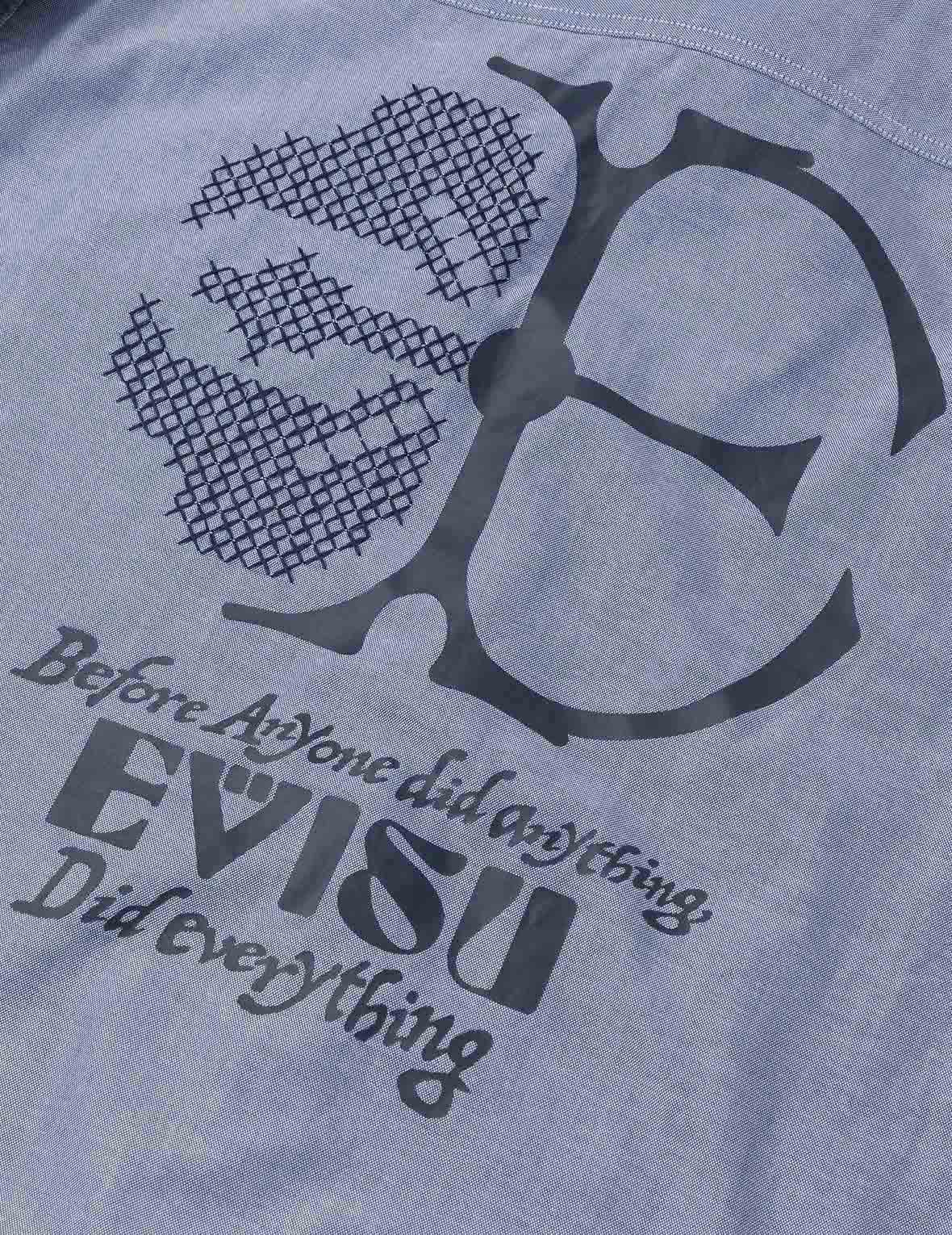 ハーフ家紋刺繍とプリント リラックスフィット シャツ