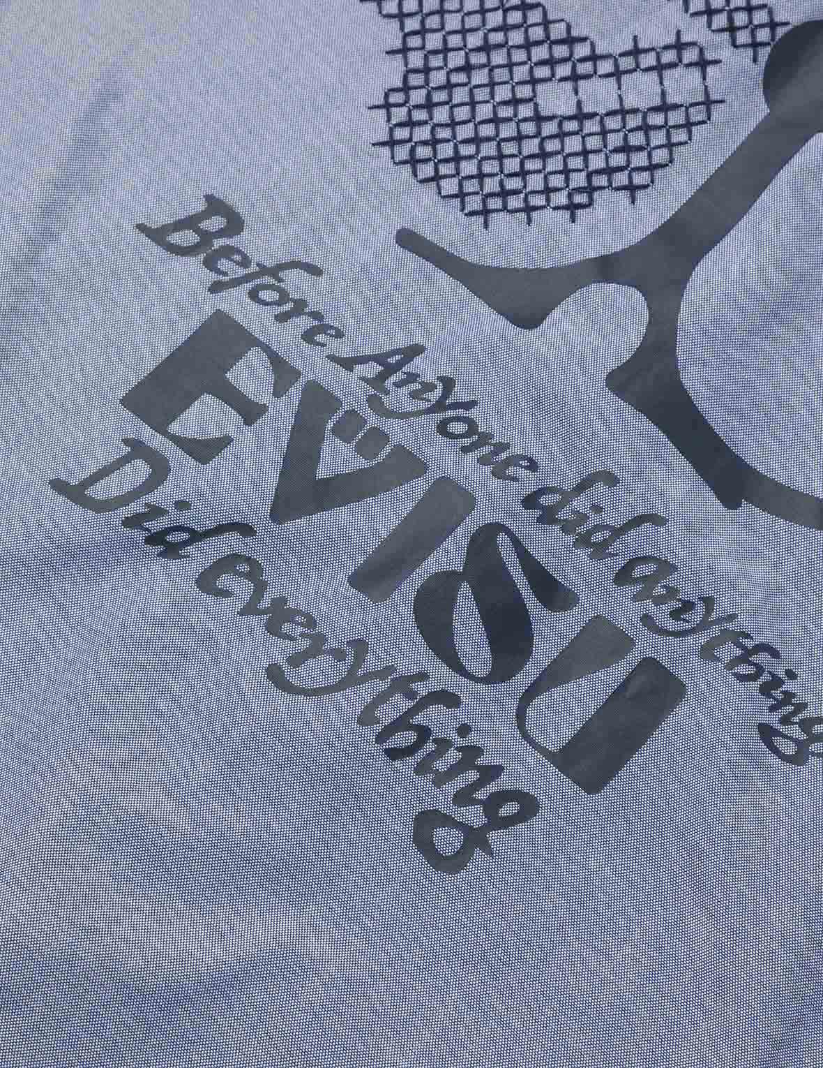 ハーフ家紋刺繍とプリント リラックスフィット シャツ