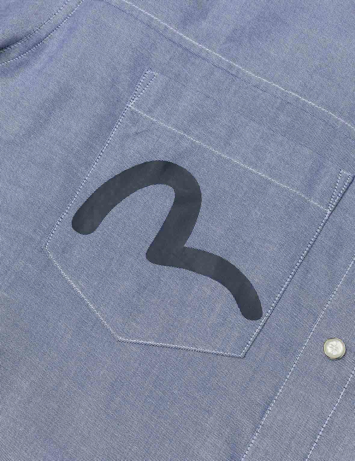 ハーフ家紋刺繍とプリント リラックスフィット シャツ