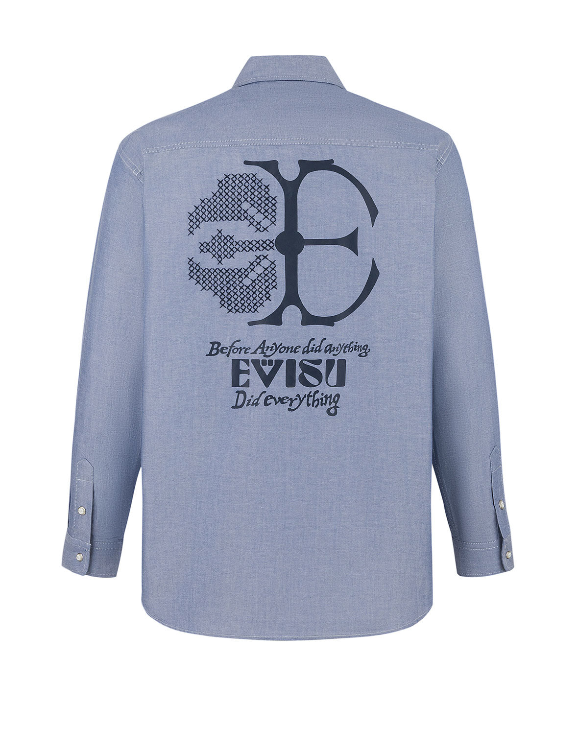 ハーフ家紋刺繍とプリント リラックスフィット シャツ