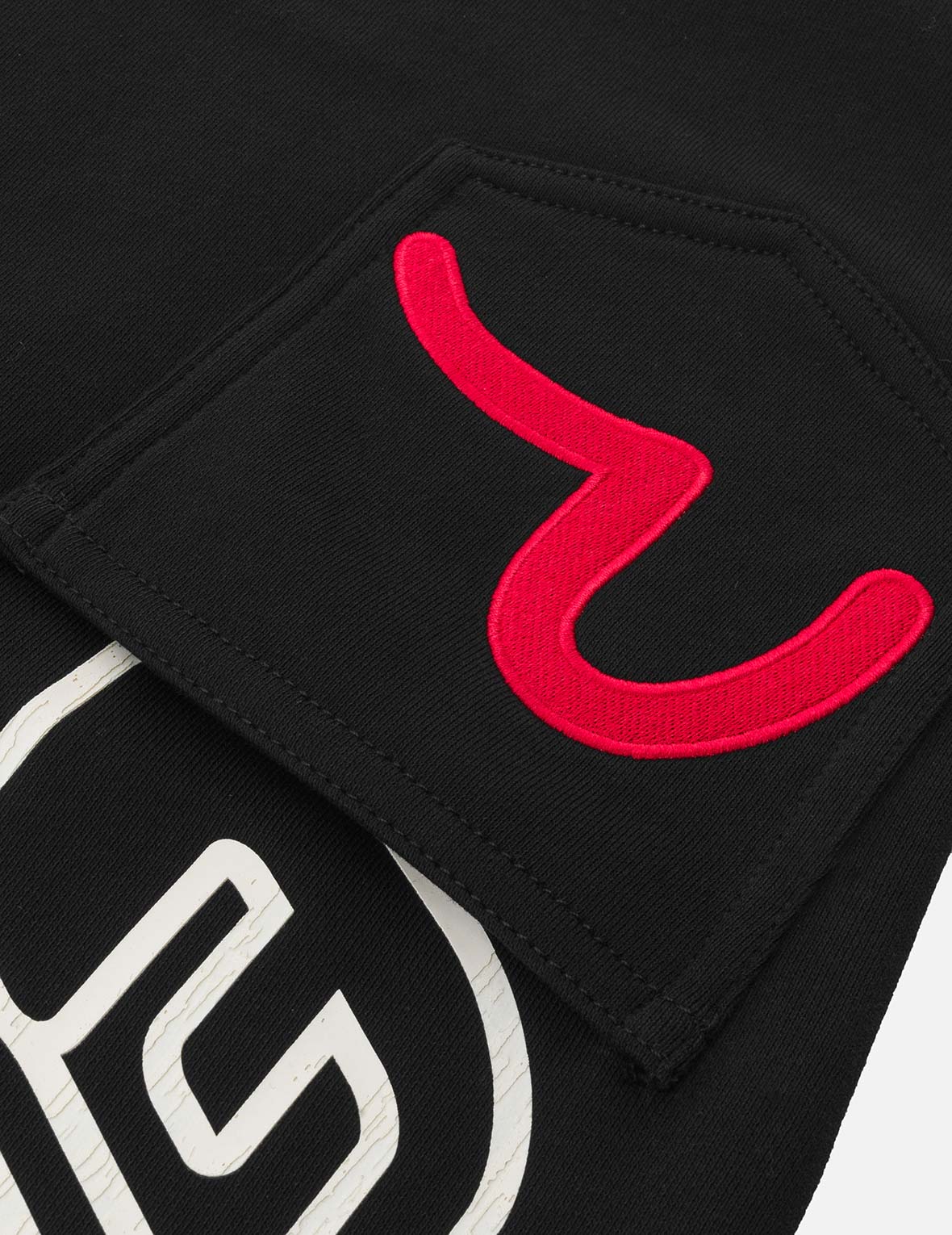 Slogan Daicock Print with Appliqué Pockets Loose Fit Sweatpants