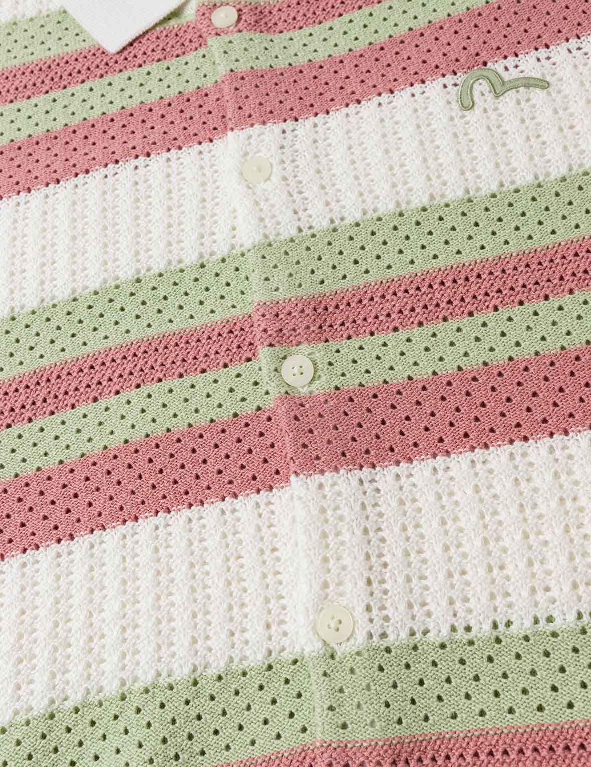 カモメ刺繍 リラックスフィット 半袖ニットシャツ