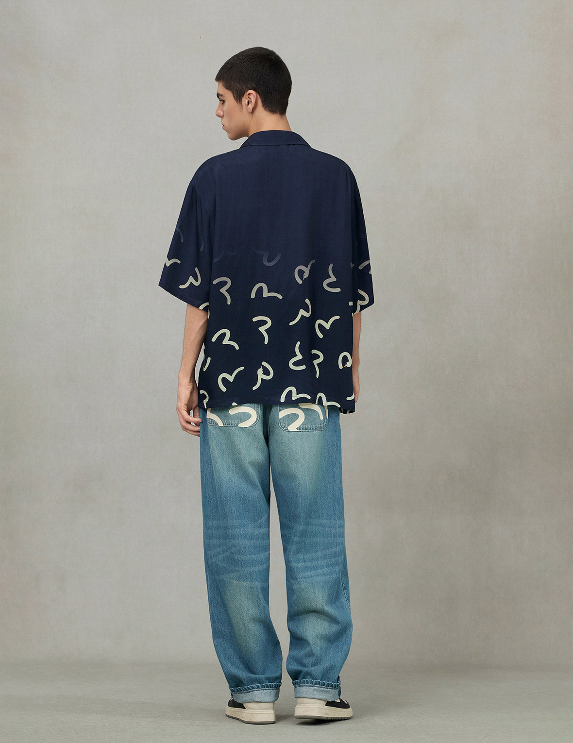Allover Seagull Print Boxy Short-Sleeve Shirt