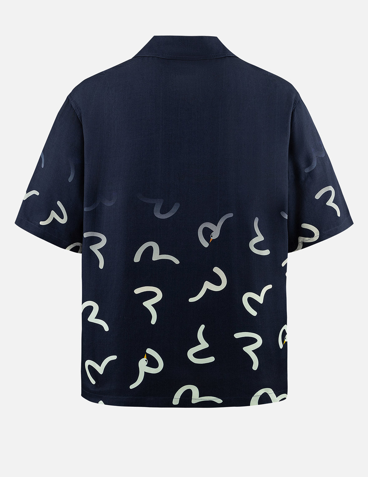 Allover Seagull Print Boxy Short-Sleeve Shirt