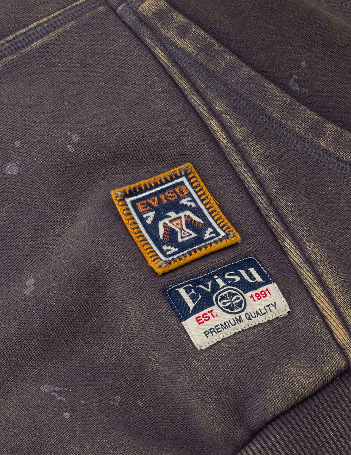ウォッシュ加工 デコンストラクション トーテム家紋刺繍 ファッションフィット フーディベスト