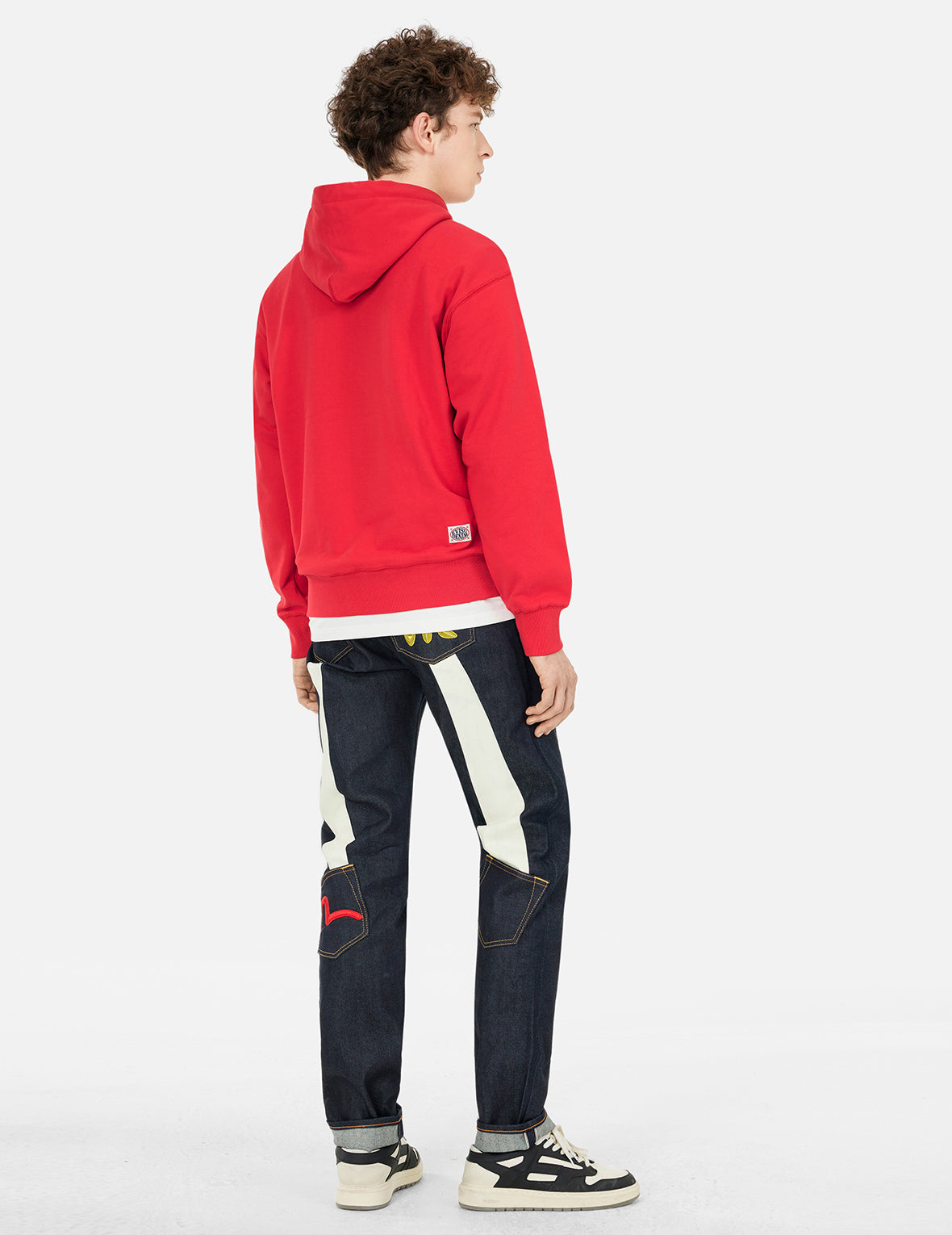 Slogan Print with Godhead Patch Embroidery Relax Fit Hoodie