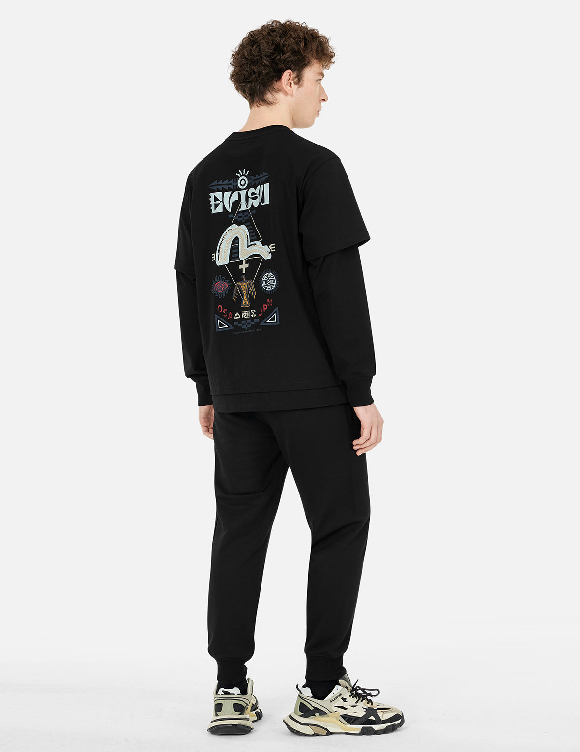 2-in-1 Indian Totem Print Relax Fit Long Sleeves T-shirt