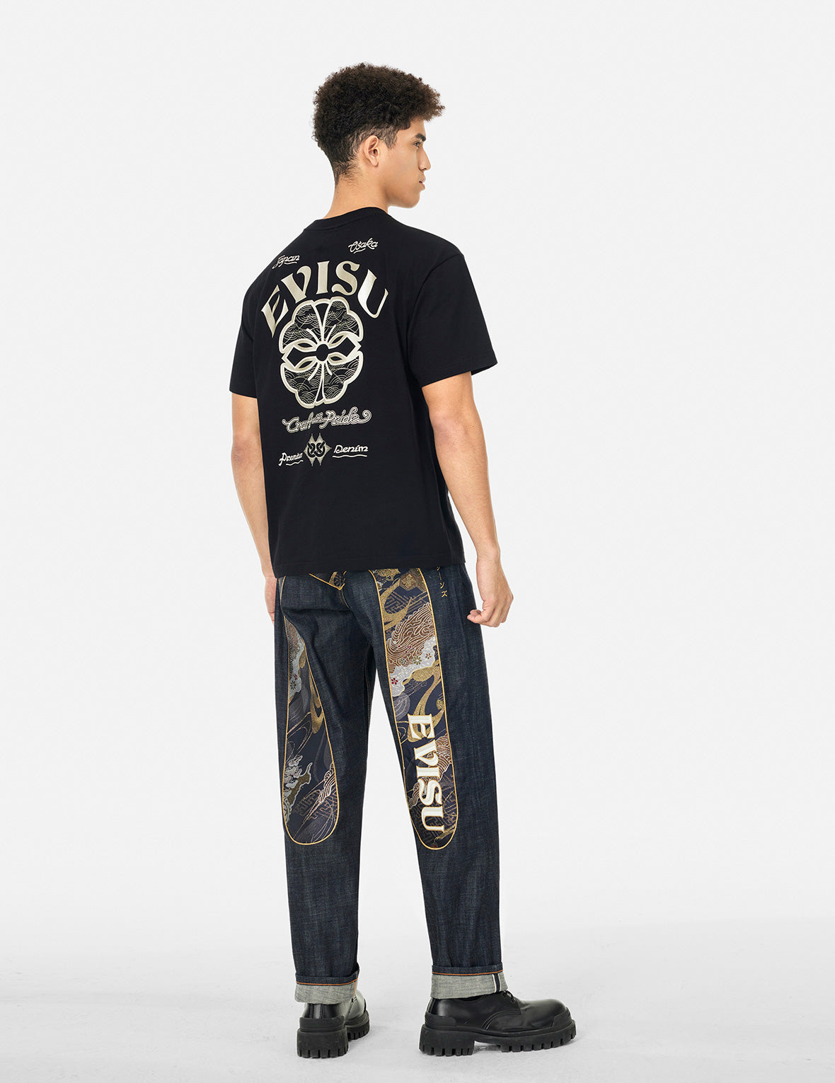 家紋とロゴプリント リラックスフィットTシャツ