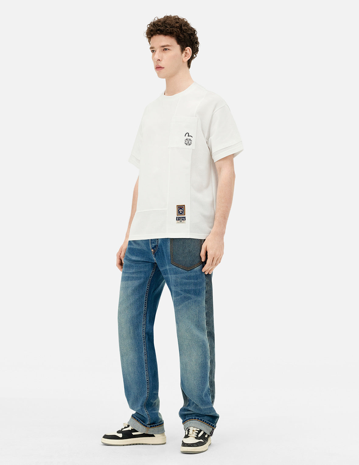 マルチプリント & ファブリックブロッキング リラックスフィット Tシャツ