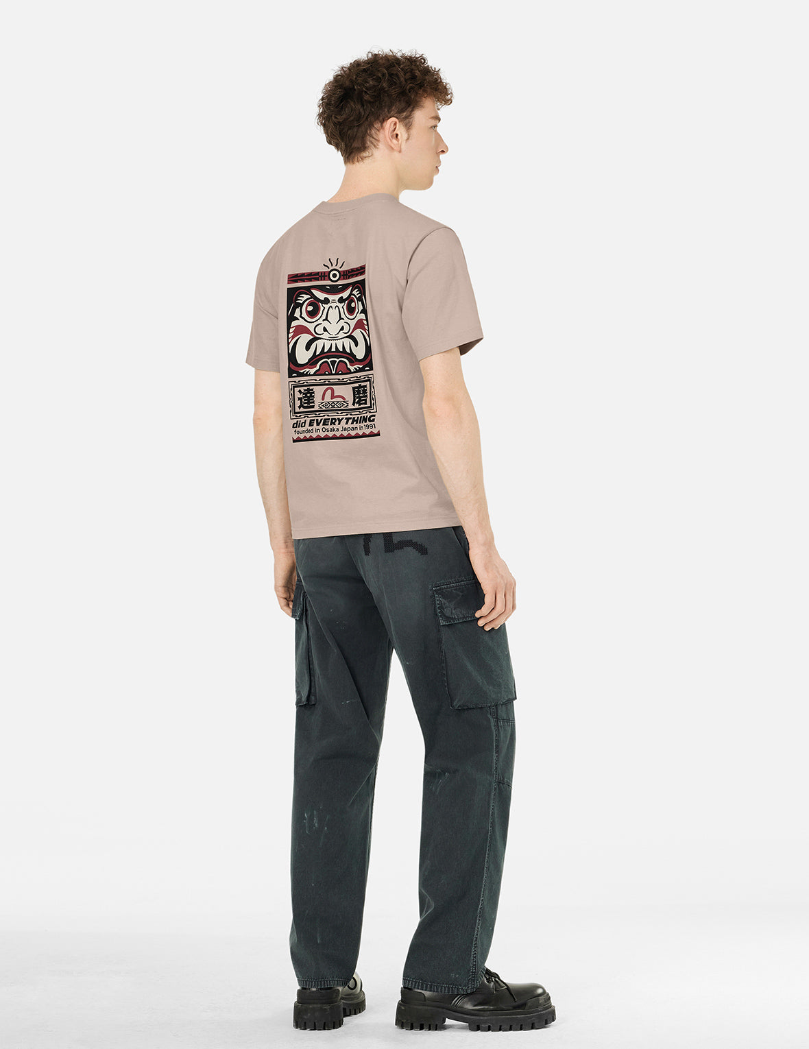 カモメとだるまトーテムプリント レギュラーフィットTシャツ