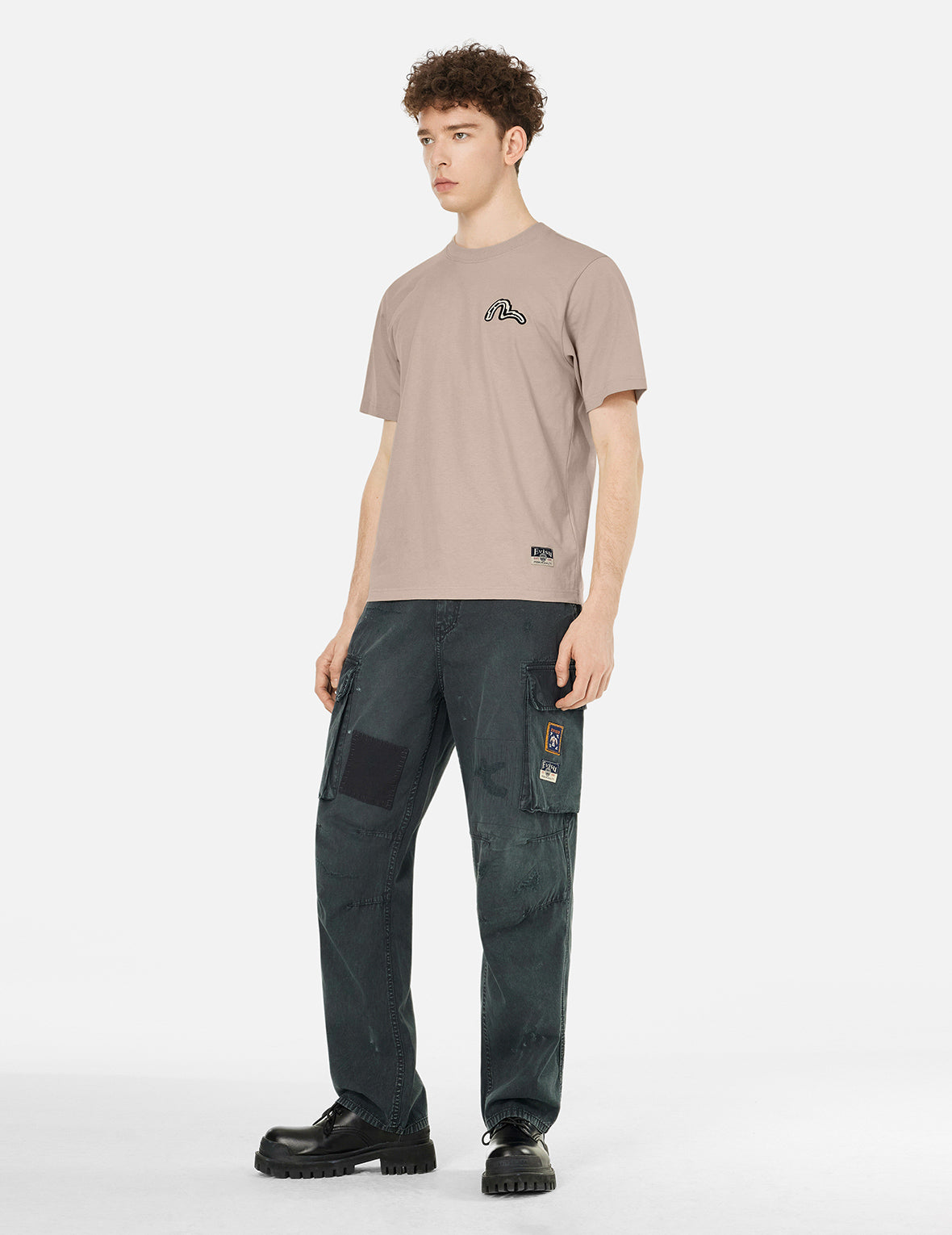 カモメとだるまトーテムプリント レギュラーフィットTシャツ