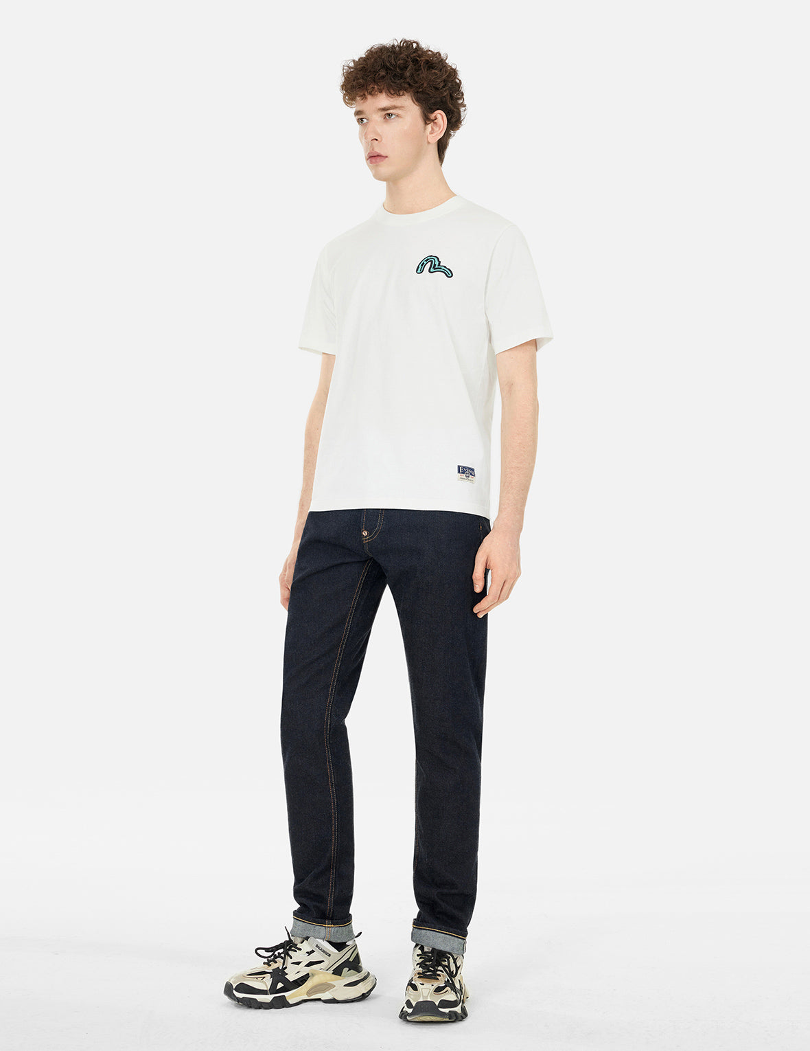 カモメとだるまトーテムプリント レギュラーフィットTシャツ