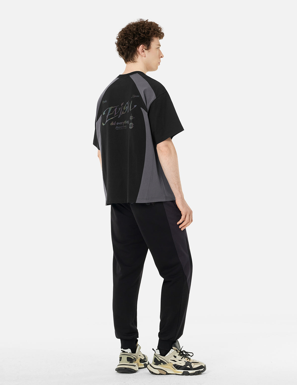 パネル ブロッキング&カラフル ロゴ プリント ルーズ フィット Tシャツ