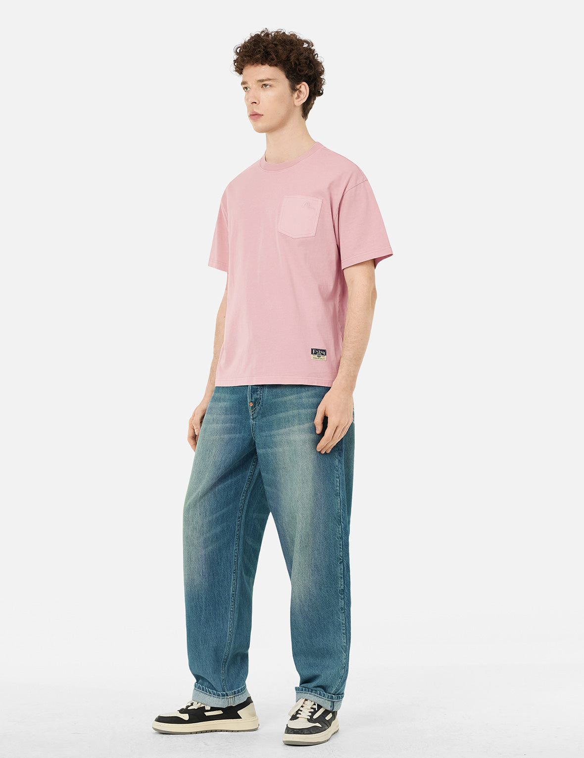 カモメ刺繍ステッチ ポケット リラックスフィット Tシャツ