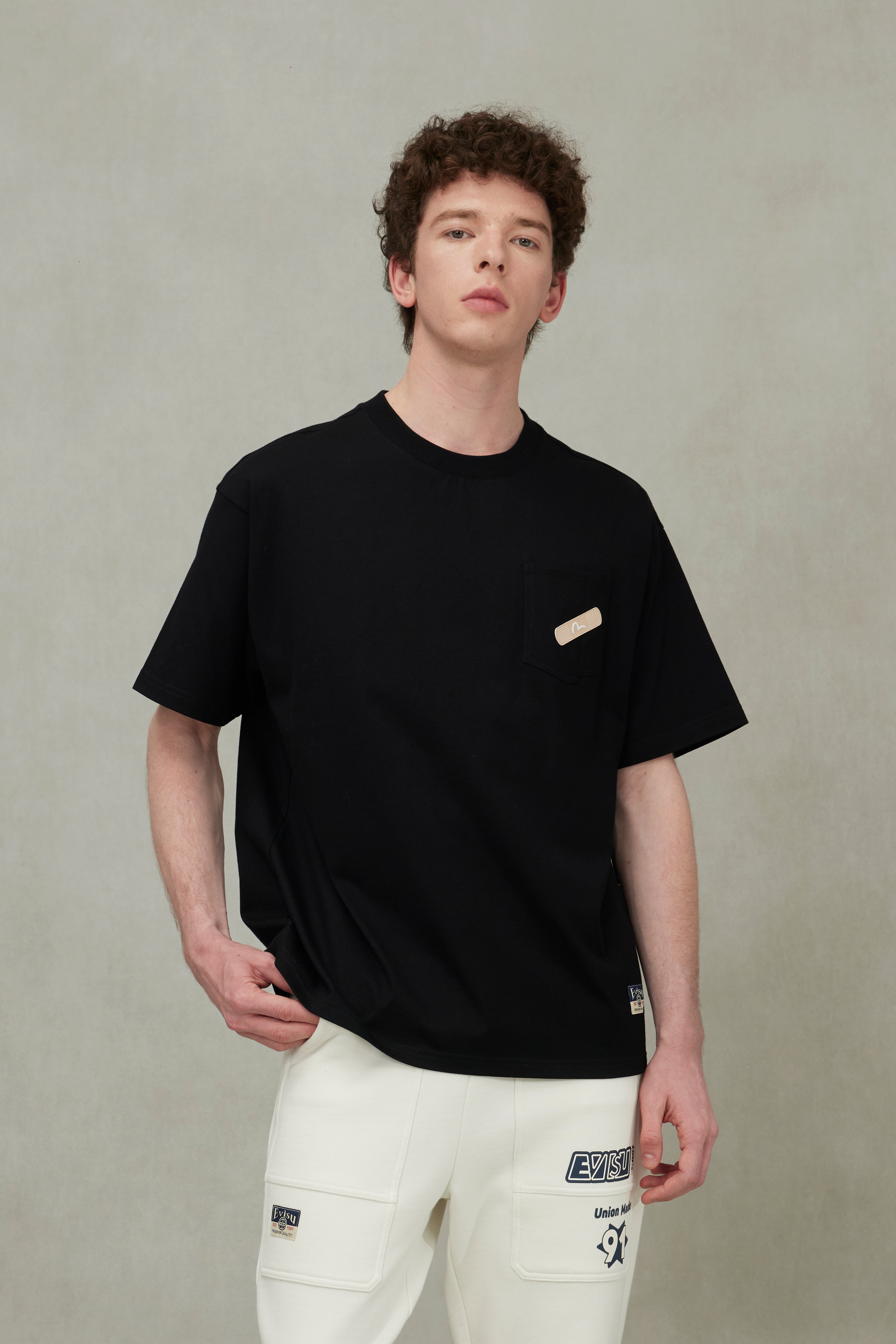 仏頭とだるまプリント ルーズフィット Tシャツ
