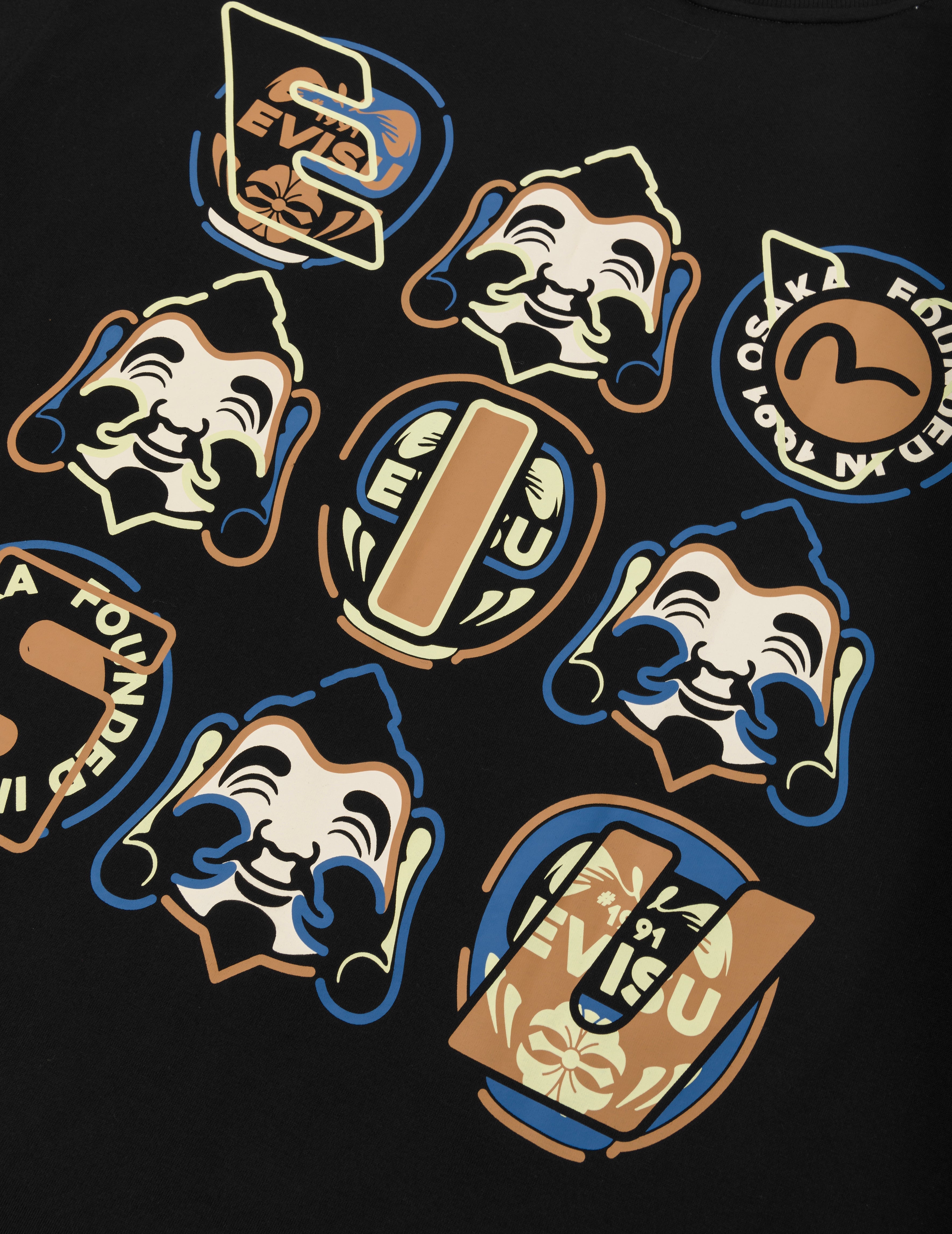 仏頭とだるまプリント ルーズフィット Tシャツ