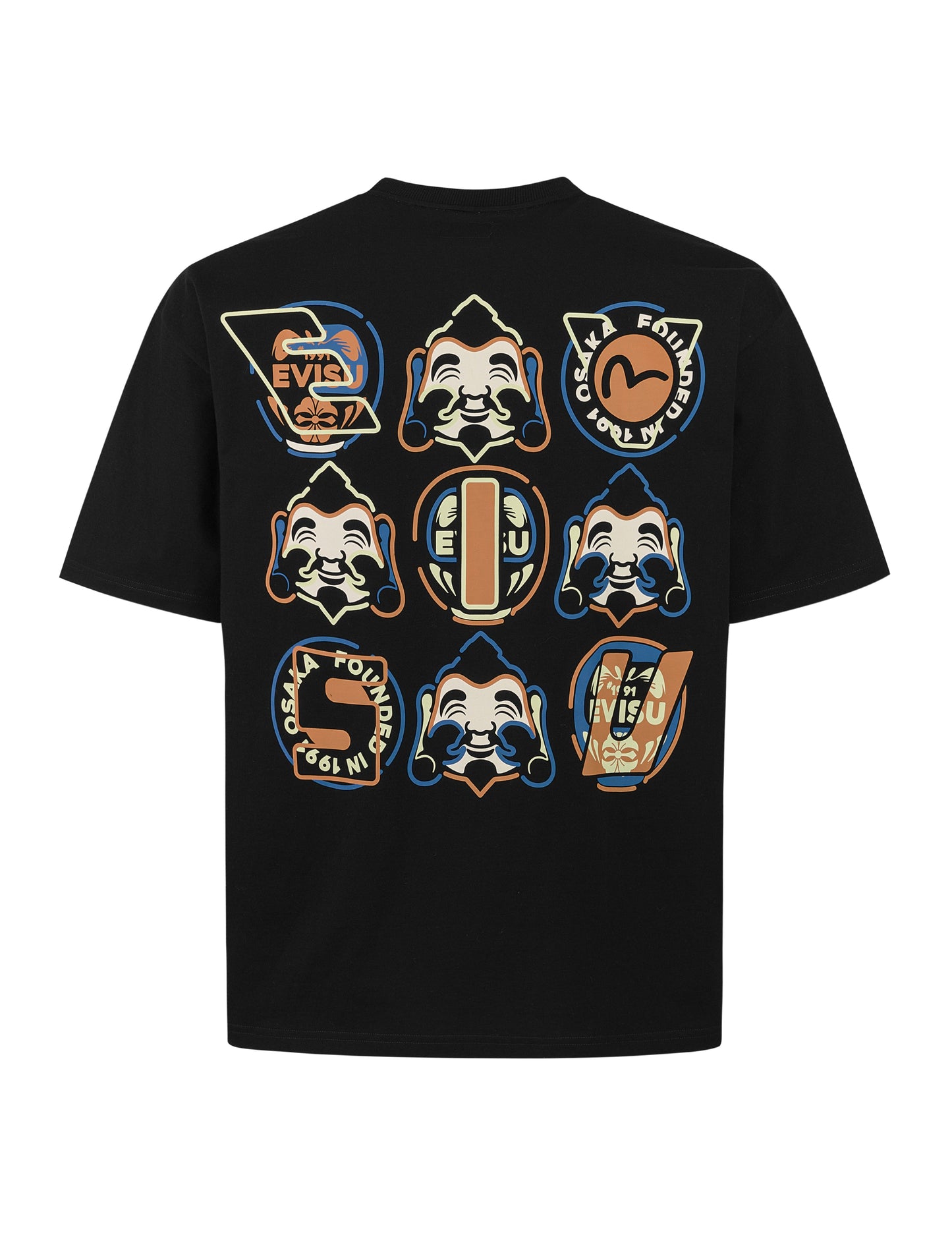 仏頭とだるまプリント ルーズフィット Tシャツ