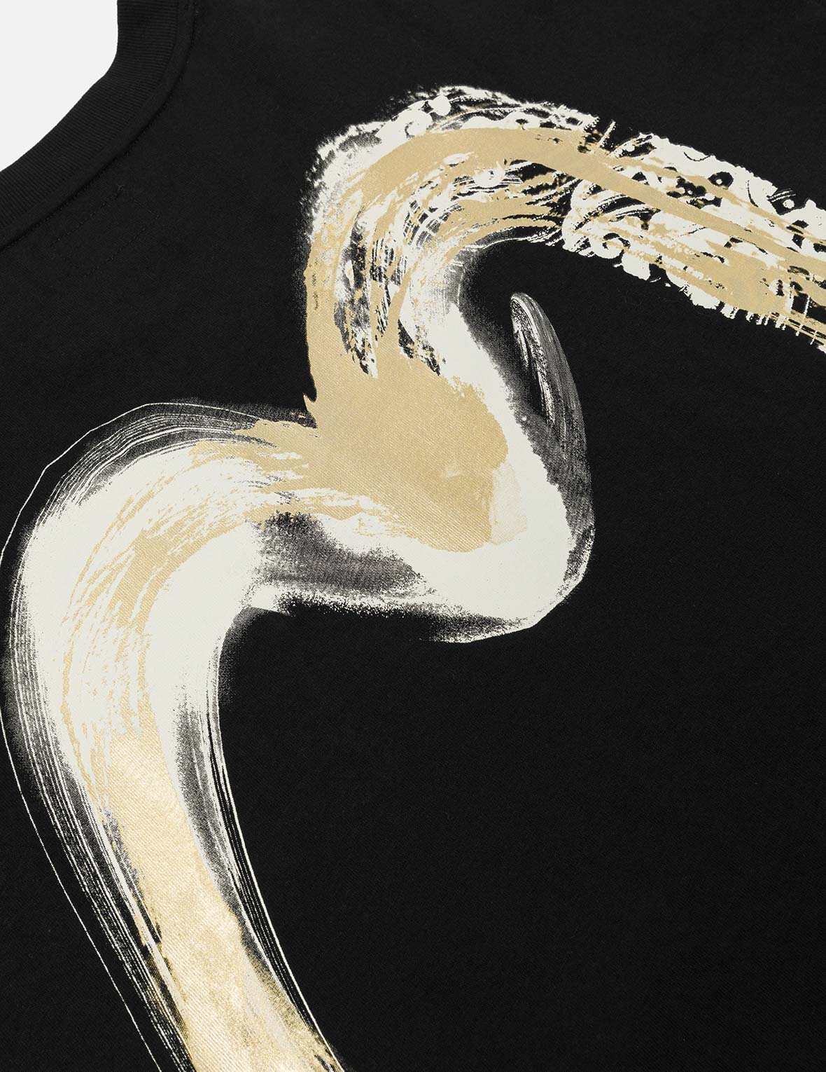 金箔ブラッシュストローク大黒プリント リラックスフィット Tシャツ