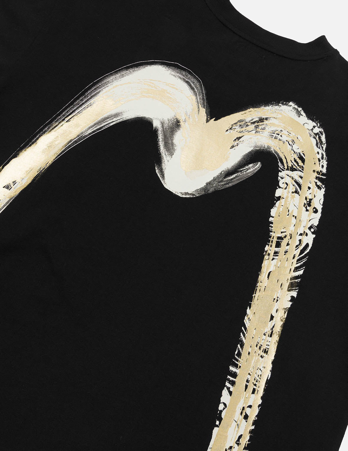 金箔ブラッシュストローク大黒プリント リラックスフィット Tシャツ
